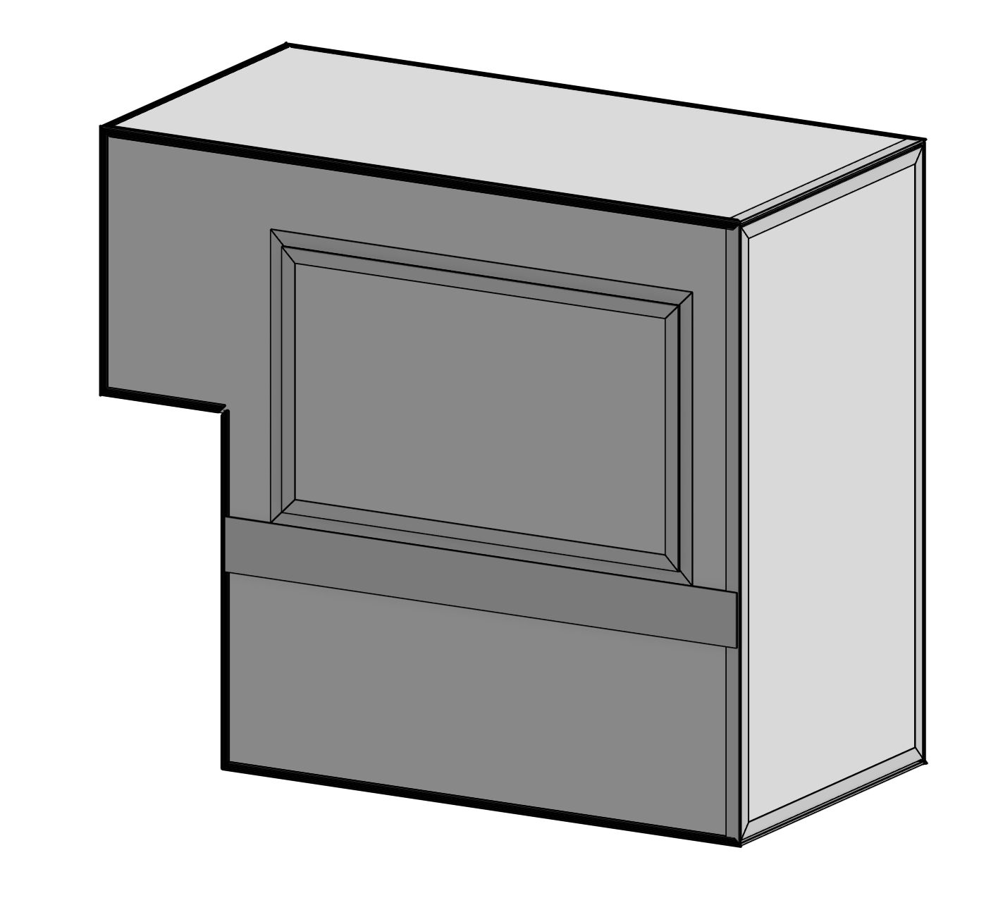 CAD render of the unit closed up, service side